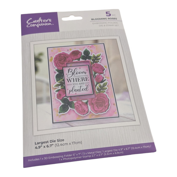Crafter's‎ Companion Blooming Roses Embossing Folder, Die & Stamp 5 Piece Set - Picture 1 of 4